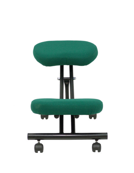 SILLA PIQUERAS Y CRESPO MAHORA FIJA ERGONOMICA RODILLERA REGULABLE EN ALTURA RUEDAS de NYLON TAPIZADO BALI VERDE BOTELLA