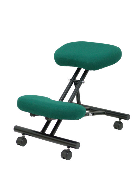 SILLA PIQUERAS Y CRESPO MAHORA FIJA ERGONOMICA RODILLERA REGULABLE EN ALTURA RUEDAS de NYLON TAPIZADO BALI VERDE BOTELLA