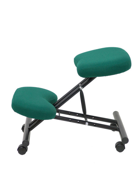 SILLA PIQUERAS Y CRESPO MAHORA FIJA ERGONOMICA RODILLERA REGULABLE EN ALTURA RUEDAS de NYLON TAPIZADO BALI VERDE BOTELLA