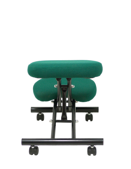 SILLA PIQUERAS Y CRESPO MAHORA FIJA ERGONOMICA RODILLERA REGULABLE EN ALTURA RUEDAS de NYLON TAPIZADO BALI VERDE BOTELLA