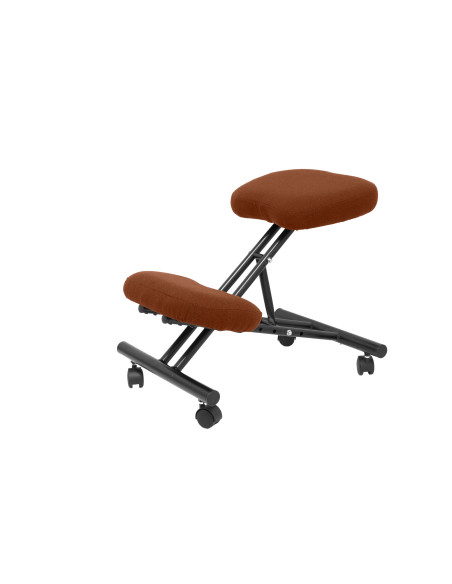 SILLA PIQUERAS Y CRESPO MAHORA FIJA ERGONOMICA RODILLERA REGULABLE EN ALTURA RUEDAS de NYLON TAPIZADO BALI MARRON