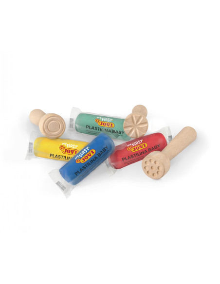 PLASTILINA JOVI BABY MY FIRST 38 gr BAUL ESCOLAR DE 20 incluye 9 sellos de madera