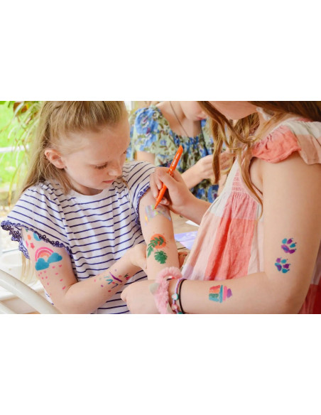 ROTULADOR FIBRA BIC KIDS TEMPORARY TATTO CAJA de 5 INCLUYE 10 PLANTILLAS