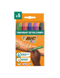 CAJA 5 ROTULADORES BIC TEMPORARY TATTOO SELLOS