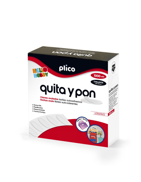 VELCRO ADHESIVO PLICO QUITA Y PON OVALADO 1000 UNIDADES