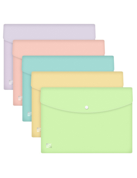 PACK 5 SOBRES OXFORD URBAN CON BROCHE A4 PASTEL