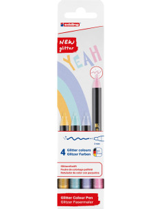 ESTUCHE 4 ROTULADORES EDDING 1200 GLITTER PASTEL