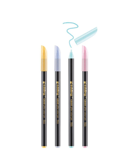ROTULADOR FIBRA EDDING 1200 GLITTER COLORES PASTEL ESTUCHE de 4
