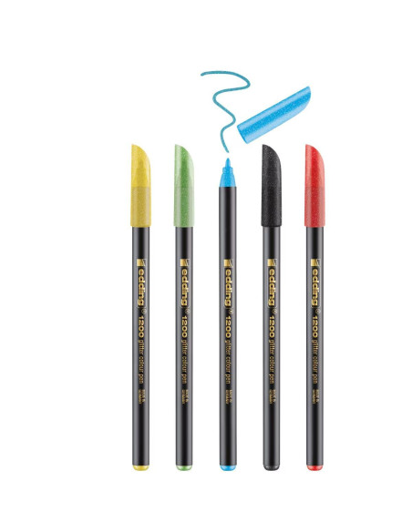 ROTULADOR FIBRA EDDING 1200 GLITTER COLORES BASICOS ESTUCHE de 5