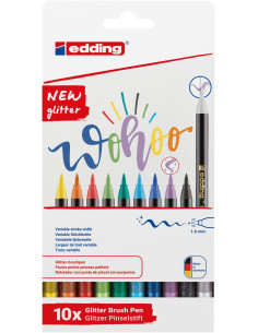 ESTUCHE 10 ROTULADORES EDDING 1340 GLITTER PINCEL