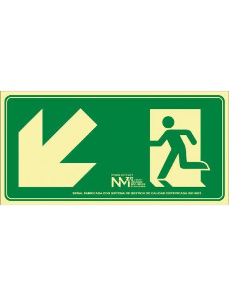 ARCHIVO 2000 SEÑAL EVACUAR ESCALERA ABAJO IZQUIERDA 320X160MM PP 700 MICRAS VERDE