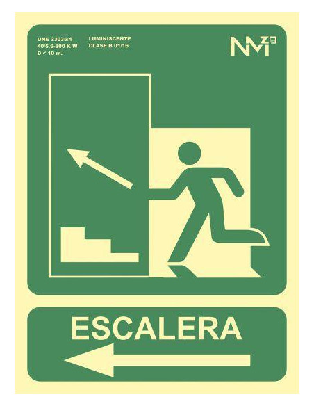 SEÑAL DE SEGURIDAD ARCHIVO 2000 SALIDA EMERGENCIA ESCALERAS SUBE IZQUIERDA