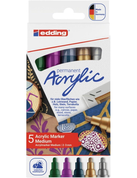 PACK 5 MARCADORES ACRÍLICO EDDING 5100 FESTIVO