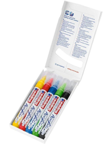 PACK 5 MARCADORES ACRÍLICO EDDING 5100 BÁSICOS