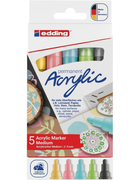 PACK 5 MARCADORES ACRÍLICO EDDING 5100 PASTEL