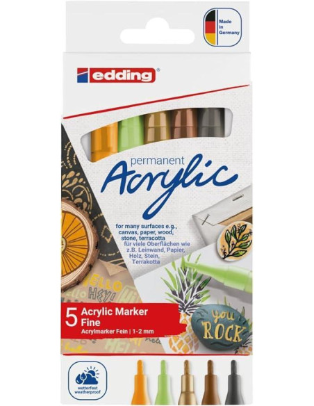 PACK 5 MARCADORES ACRÍLICO EDDING 5300 NATURALEZA