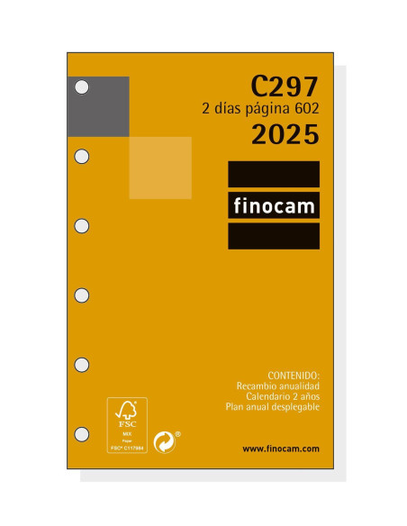 FINOCAM RECAMBIO AGENDA ANUAL CLASSIC C297 602-73X114MM 2DP 2025