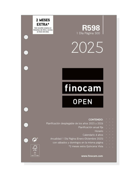 FINOCAM RECAMBIO ANUAL OPEN R598 500-117X181MM 1DP 2025