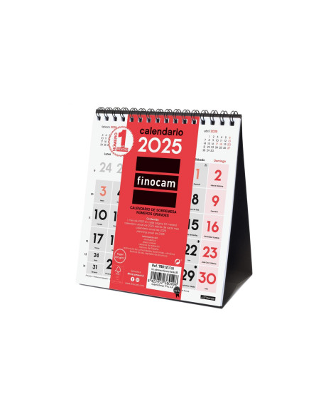 FINOCAM CALENDARIO DE SOBREMESA NÚMEROS GRANDES XS-140X150MM NEUTRO 2025