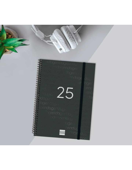 FINOCAM AGENDA ANUAL YEAR ESPIRAL E10-155X212MM 1DP NEGRO 2025