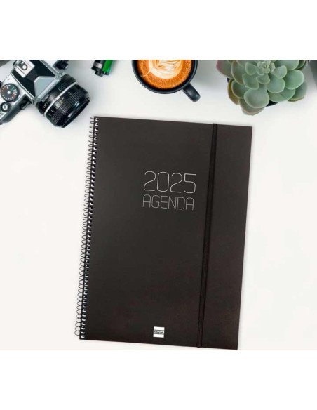 FINOCAM AGENDA ANUAL OPAQUE ESPIRAL E40-210X297MM SVH NEGRO 2025