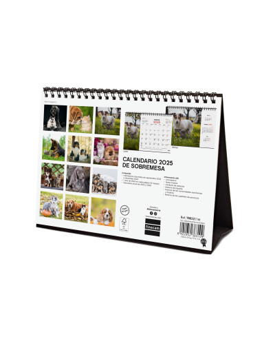 FINOCAM CALENDARIO DE SOBREMESA PARA ESCRIBIR S-210X150MM IMÁGENES PERROS Y GATOS 2025