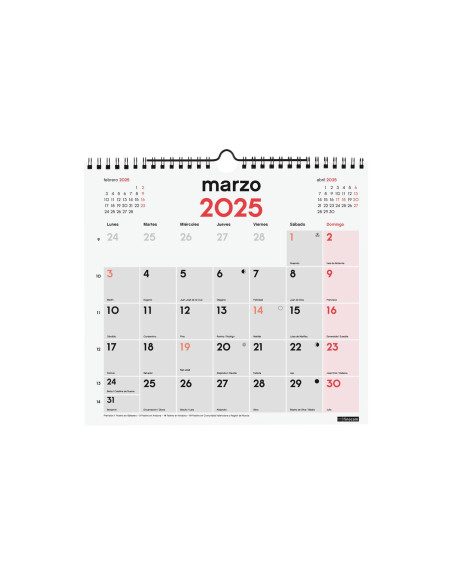 FINOCAM CALENDARIO DE PARED PARA ESCRIBIR M-265X245MM NEUTRO 2025