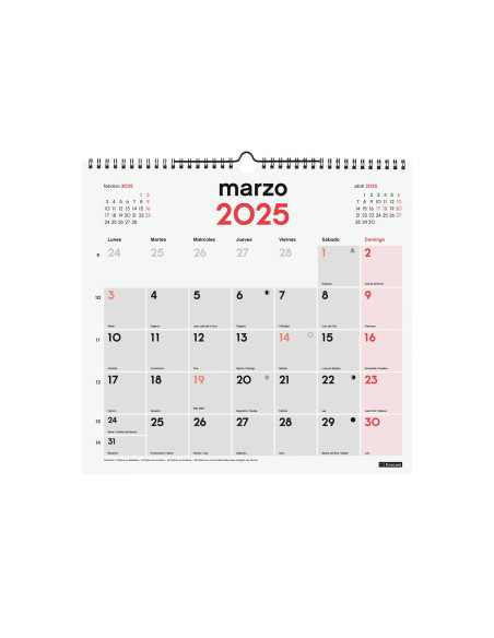 FINOCAM CALENDARIO DE PARED PARA ESCRIBIR L-340X320MM NEUTRO 2025