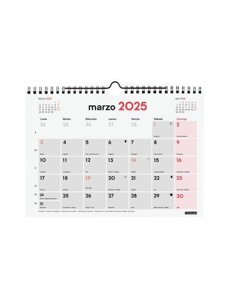 FINOCAM CALENDARIO DE PARED PARA ESCRIBIR S-210X150MM NEUTRO 2025