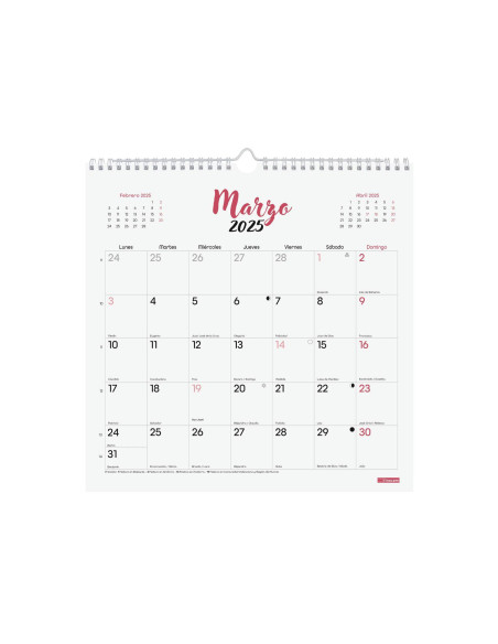 FINOCAM CALENDARIO DE PARED PARA ESCRIBIR 300X300MM CHIC BLANCO 2025