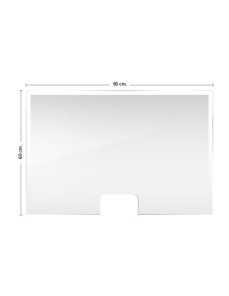 MAMPARA DE PROTECCIÓN METACRILATO TRANSPARENTE HORIZONTAL 90x60x30 CM