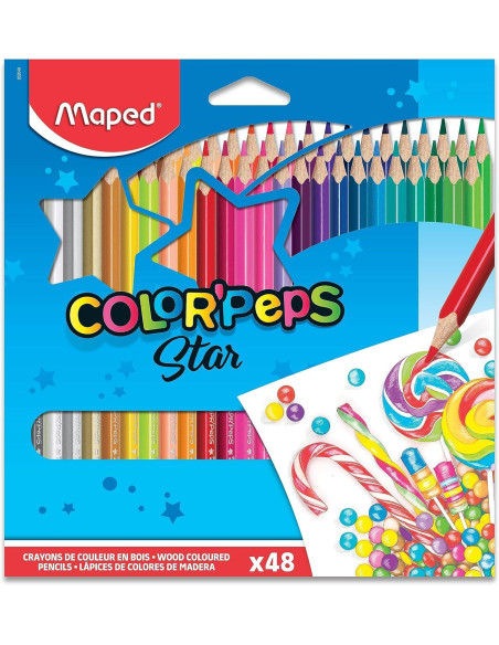LAPICES de COLORES MAPED COLOR PEPS  estuche de 48