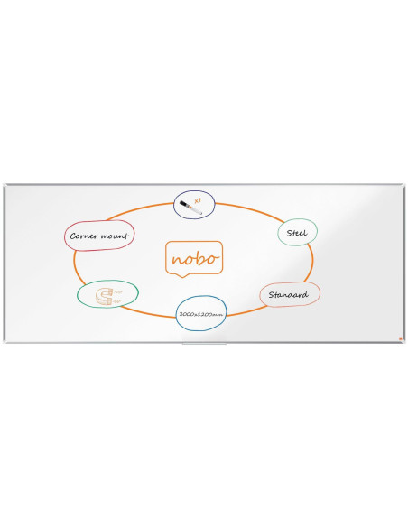 PIZARRA BLANCA NOBO PREMIUM PLUS 200x100cm ACERO VITRIFICADO