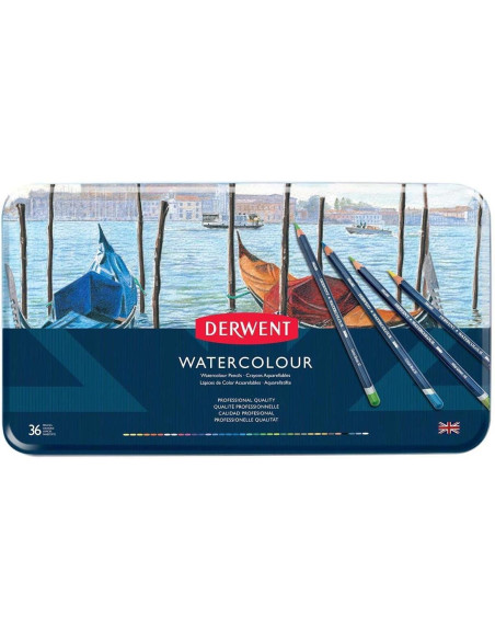 CAJA DE METAL 36 LÁPICES DERWENT WATERCOLOUR
