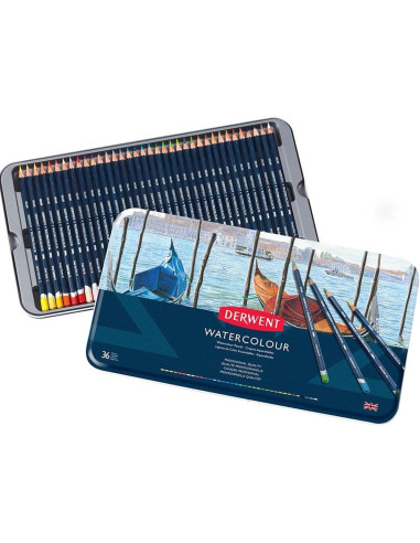 CAJA DE METAL 36 LÁPICES DERWENT WATERCOLOUR