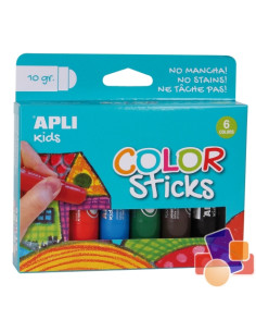 PACK 6 TÉMPERAS APLI KIDS COLOR STICKS