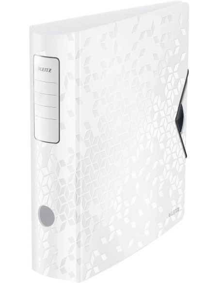 ARCHIVADOR palanca LEITZ ACTIVE WOW POLYFOAM A4 180 75mm LOMO CURVADO Y CIERRE CON GOMA BLANCO