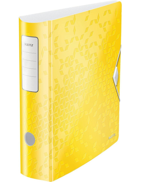 ARCHIVADOR palanca LEITZ ACTIVE WOW POLYFOAM A4 180 75mm LOMO CURVADO Y CIERRE CON GOMA AMARILLO
