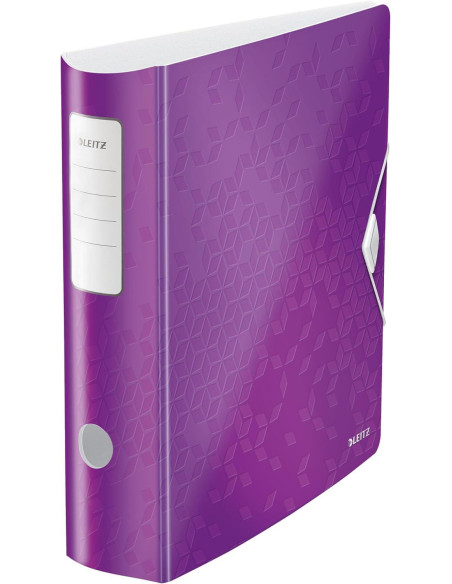 ARCHIVADOR palanca LEITZ ACTIVE WOW POLYFOAM A4 180 75mm LOMO CURVADO Y CIERRE CON GOMA VIOLETA METALIZADO