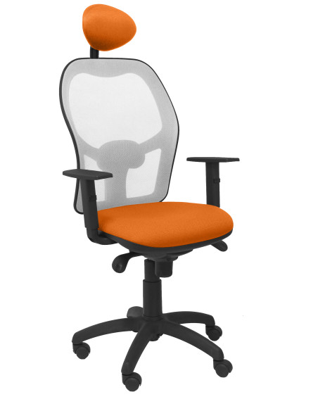 PIQUERAS Y CRESPO SILLA JORQUERA BRAZOSR CABECERO FIJO RESPALDO MALLA GRIS ASIENTO BALI NARANJA