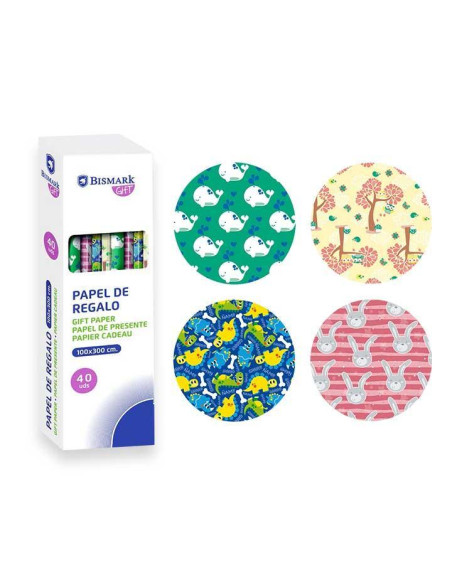 CAJA 40 ROLLOS PAPEL DE REGALO INFANTIL 3m