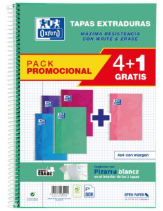 BLOC OXFORD SCHOOL tapa EXTRA F 80h CUADRIC4x4 90g PACK 41 col Tendencia 2