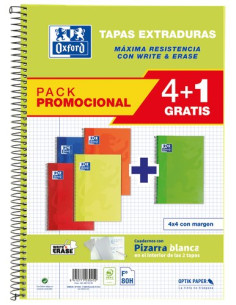 BLOC OXFORD SCHOOL tapa EXTRA F 80h CUADRIC4x4 90g PACK 41 col vivos 2