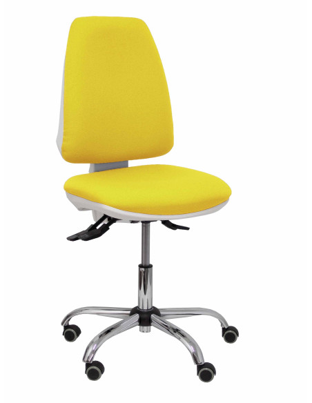 SILLA PIQUERAS Y CRESPO ELCHE BLANCA MECANISMO ASINCRO REGULABLE EN ALTURA BASE METALICA RUEDAS PARQUET ASIENTO Y RESPALDO TAPIZ