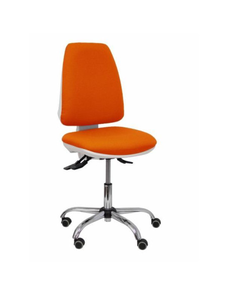 SILLA PIQUERAS Y CRESPO ELCHE BLANCA MECANISMO ASINCRO REGULABLE EN ALTURA BASE METALICA RUEDAS PARQUET ASIENTO Y RESPALDO TAPIZ