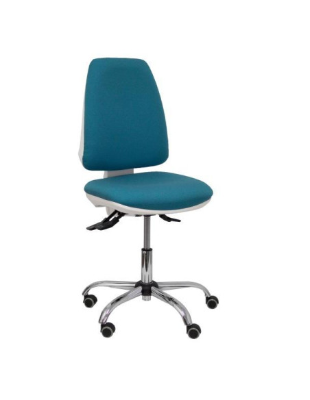SILLA PIQUERAS Y CRESPO ELCHE BLANCA MECANISMO ASINCRO REGULABLE EN ALTURA BASE METALICA RUEDAS PARQUET ASIENTO Y RESPALDO TAPIZ