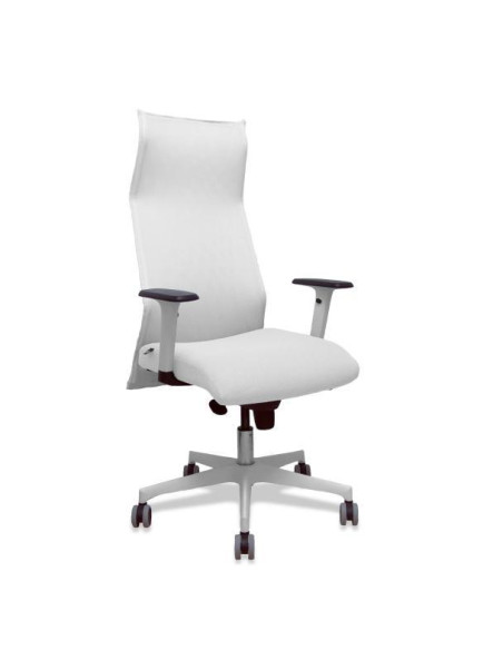 SILLON PIQUERAS Y CRESPO SAHUCO DIRECCION USO INTENSIVO 8H BRAZOS BLANCOS REGULABLES MECANISMO SINCRO RESPALDO MALLA BLANCA TRAN