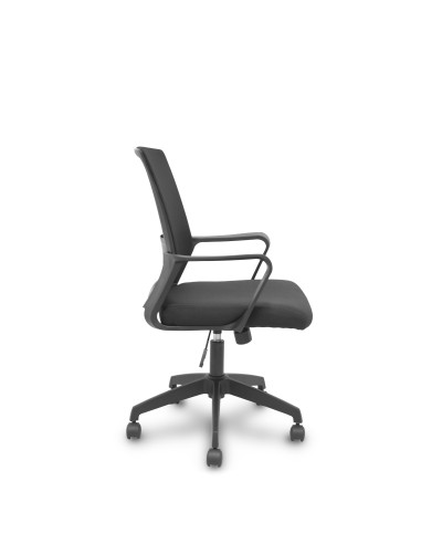 SILLA ERGO535 CON BRAZOS FIJOS ESTRUCTURA NEGRA