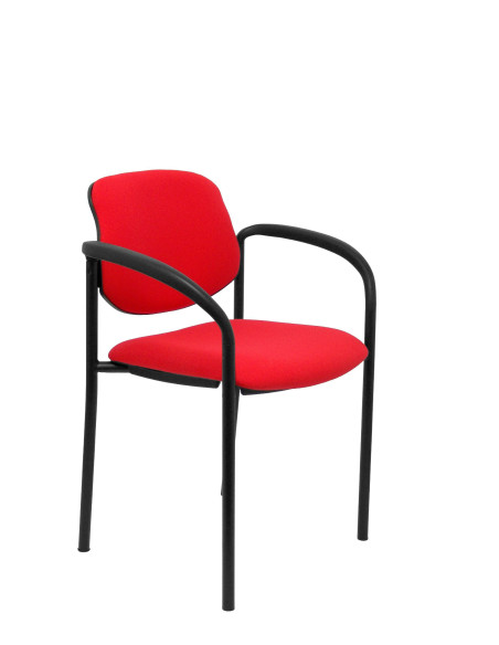 SILLA PIQUERAS Y CRESPO VILLALGORDO CONFIDENTE BRAZOS FIJOS CHASIS NEGRO ASIENTO Y RESPALDO TAPIZADOS BALI ROJO