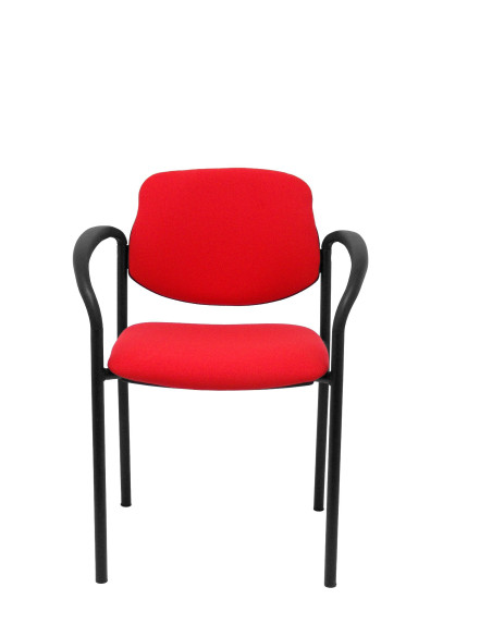 SILLA PIQUERAS Y CRESPO VILLALGORDO CONFIDENTE BRAZOS FIJOS CHASIS NEGRO ASIENTO Y RESPALDO TAPIZADOS BALI ROJO